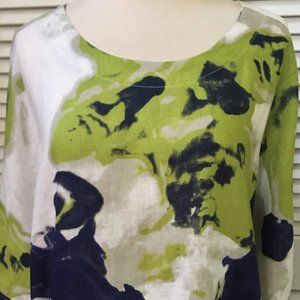 IC by Connie K Linen Art Wear Lagenlook Top, S